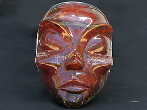 Petrified Wood Alien Face Carving - 2pcs